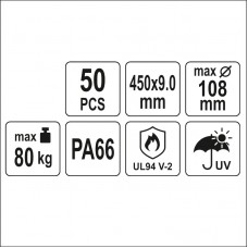 YT-70636 YATO Set 50 coliere din plastic 450 x 9.0..